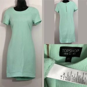 TopShop 2 mint green short sleeve sheath dress